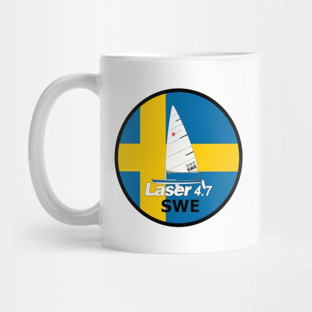 laser class sailboat on flag Sweden by Regatta Merch